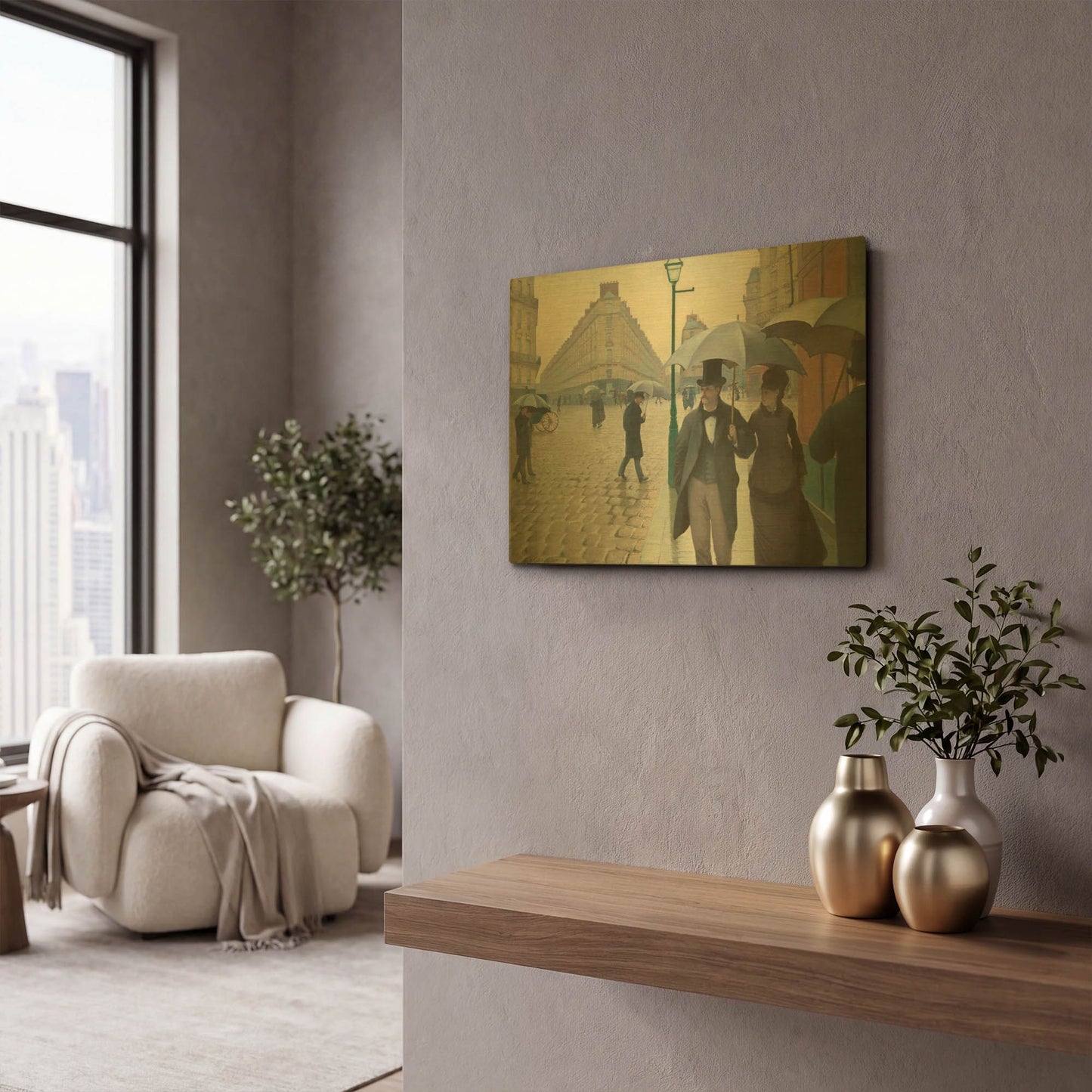'Paris Street; Rainy Day' By LUXE Gold Metal Wall Art