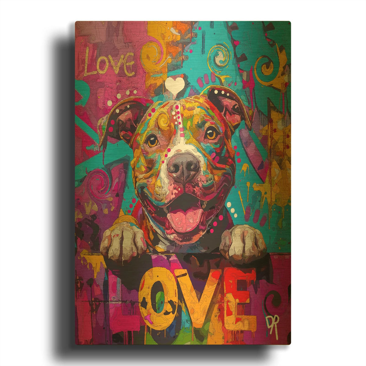'Peeking Pittie' By Dean Russo Gold Metal Wall Art
