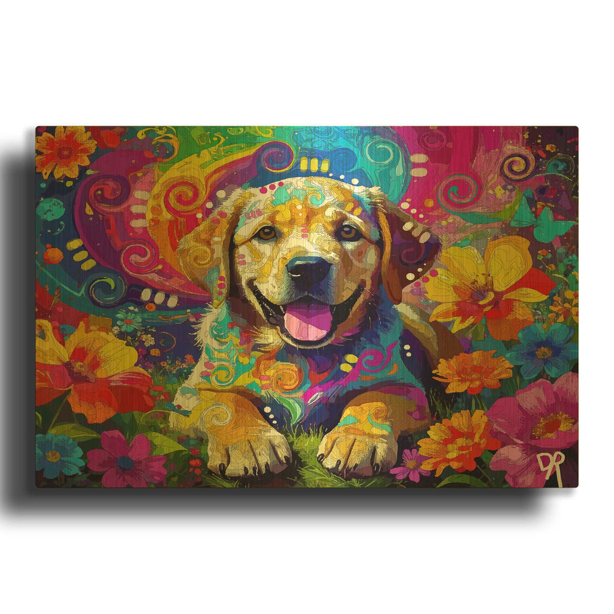 'The Spring Baby Lab' By Dean Russo Gold Metal Wall Art