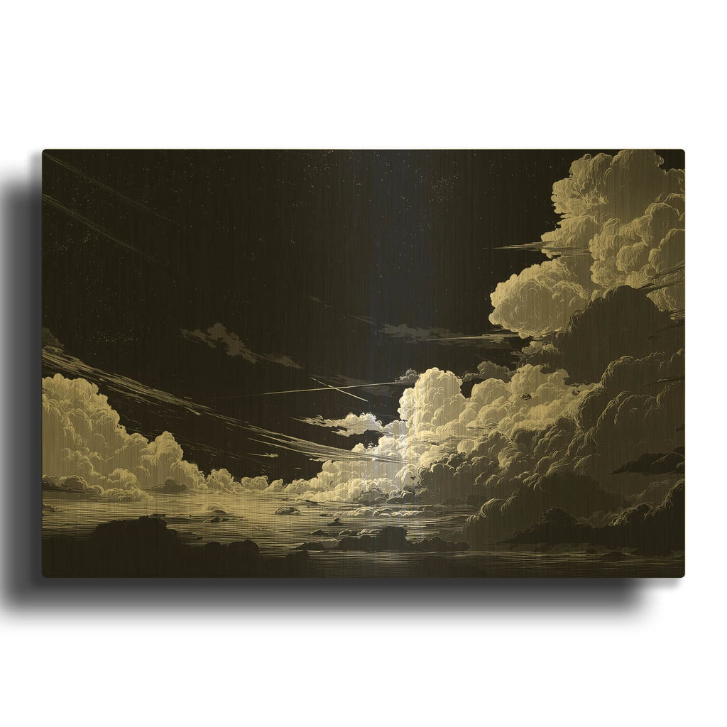 'Anime Night Clouds' By Ann Klee Gold Metal Wall Art