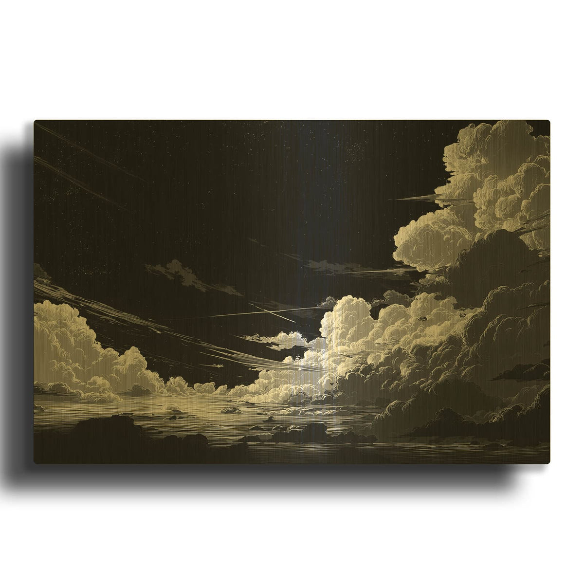 'Anime Night Clouds' By Ann Klee Gold Metal Wall Art