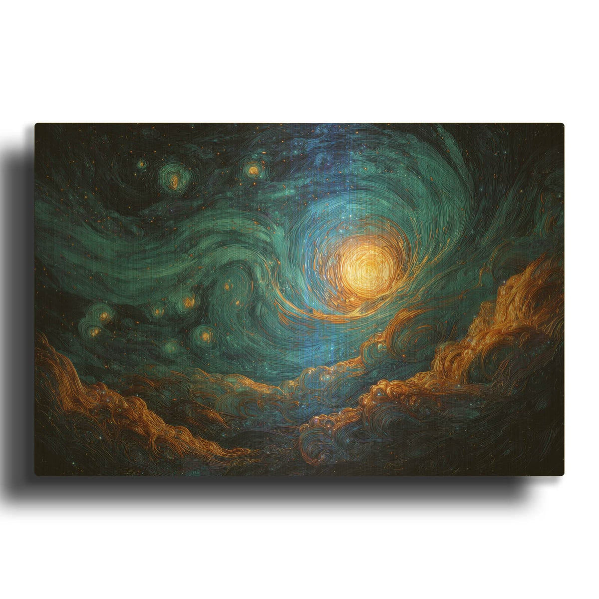'Cosmic Starry Night' By Ann Klee Gold Metal Wall Art