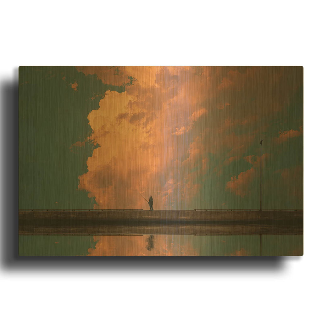 'Dream Fishing' By Ann Klee Gold Metal Wall Art