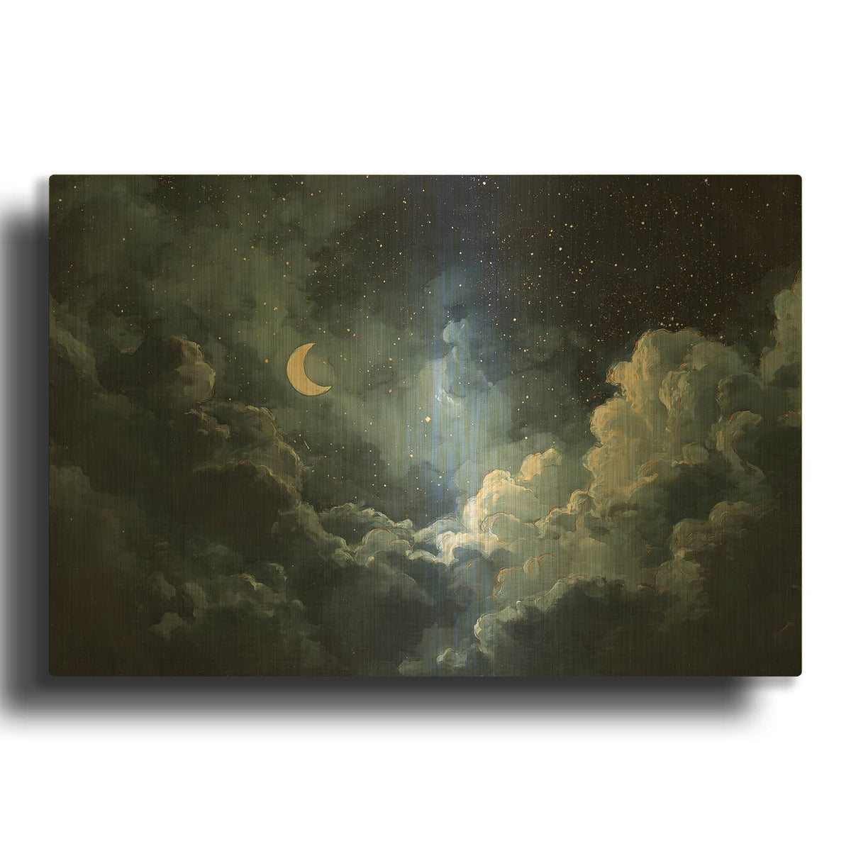 'Moonlight Clouds' By Ann Klee Gold Metal Wall Art
