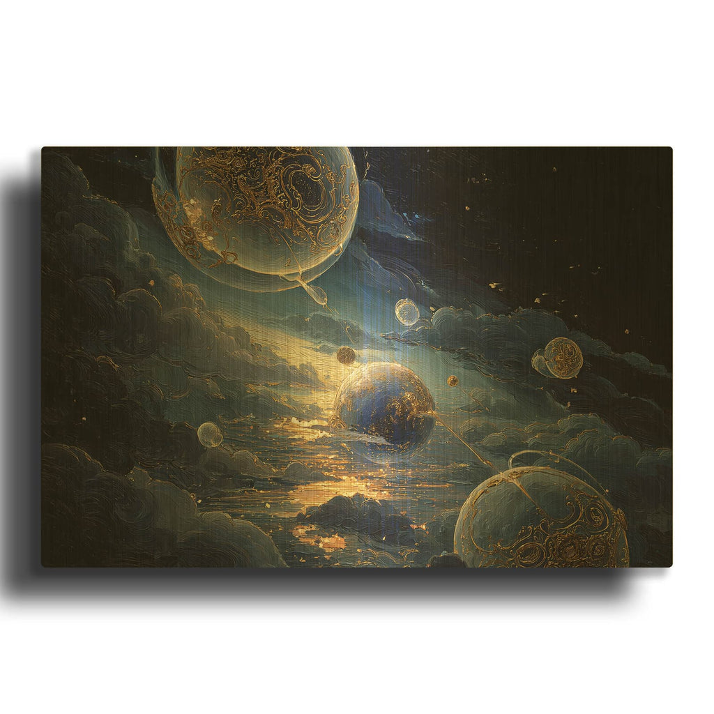 'Surreal Universe 2' By Ann Klee Gold Metal Wall Art