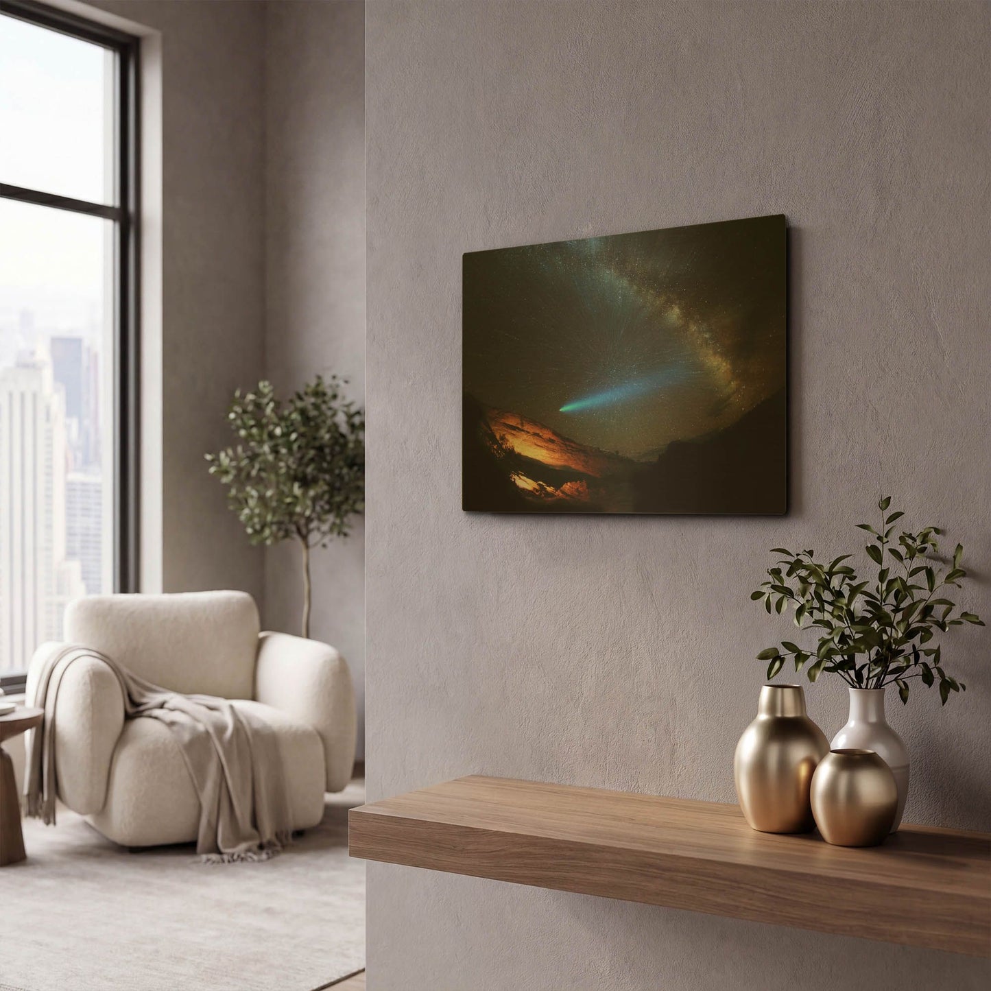 'Galactic Traveler' By Darren White Gold Metal Wall Art