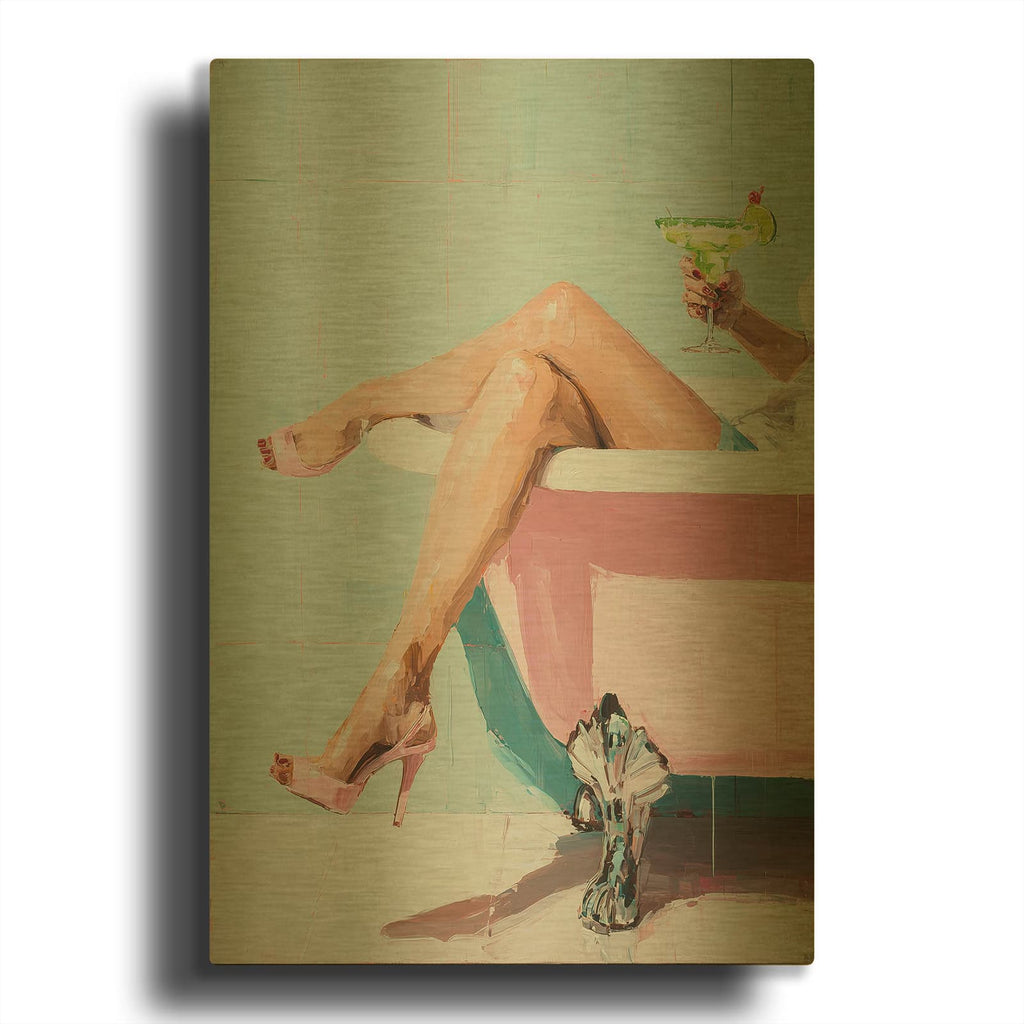 'Dry Martini Bath Type Of Day 2' By Ann Klee Gold Metal Wall Art
