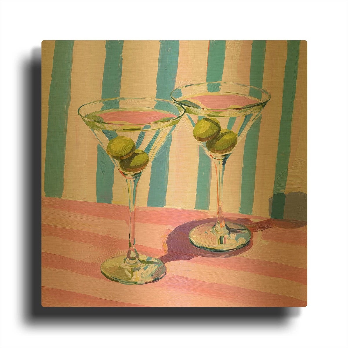 'Dry Martini Pop 2' By Ann Klee Gold Metal Wall Art