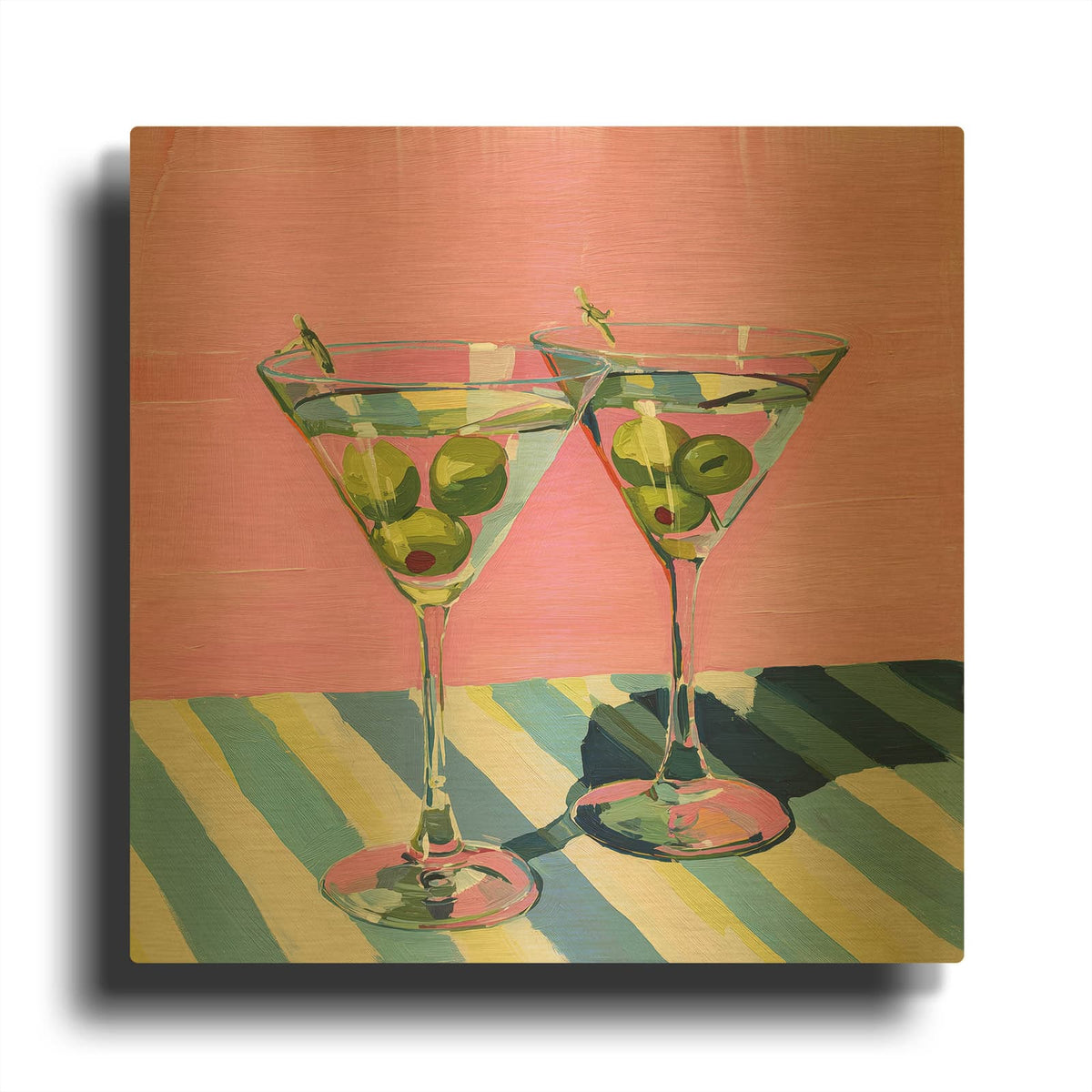 'Dry Martini Pop' By Ann Klee Gold Metal Wall Art