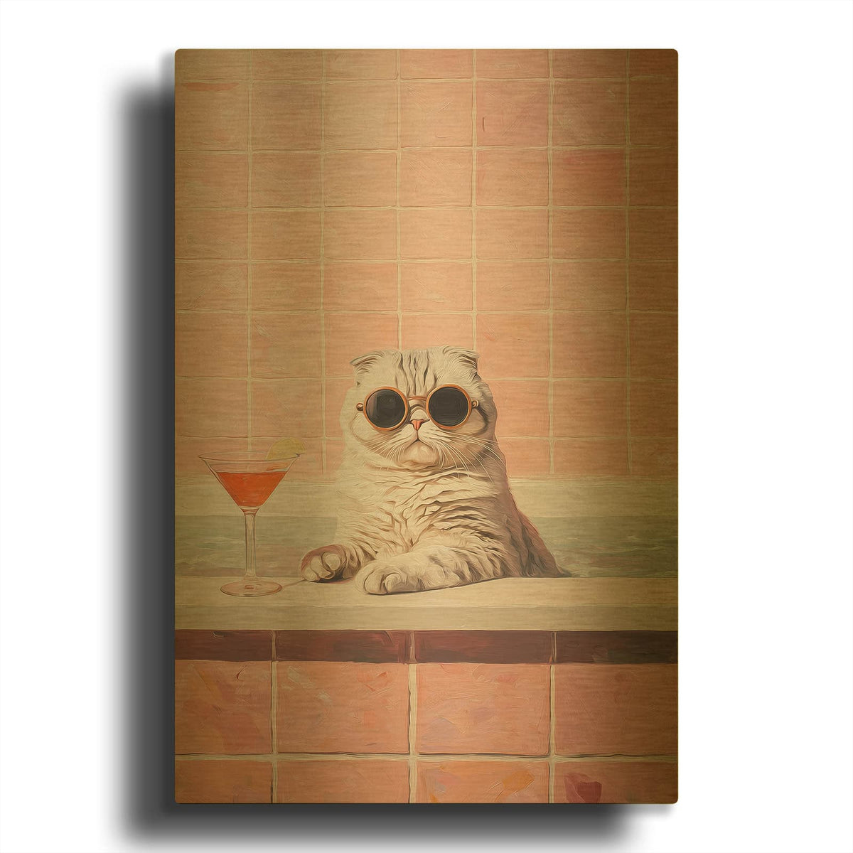 'Kitty Martiny Bath 2' By Ann Klee Gold Metal Wall Art