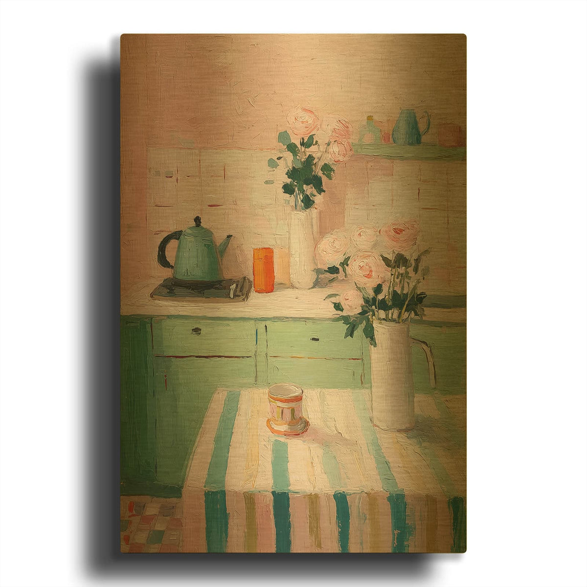 'Sunday Morning Kitchen' By Ann Klee Gold Metal Wall Art