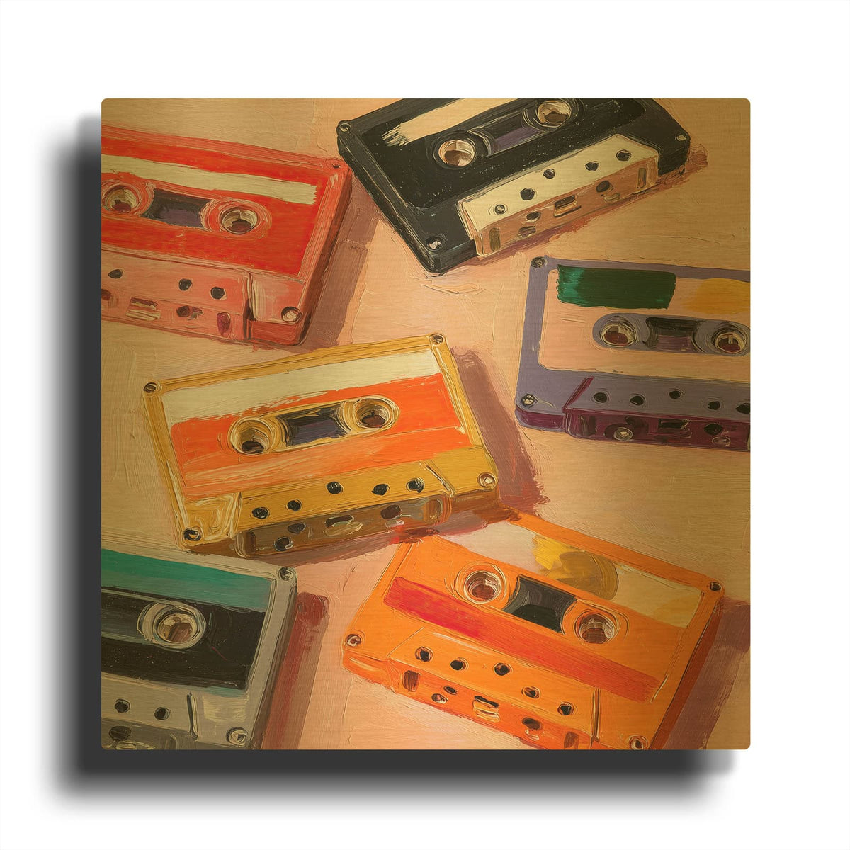 'Vintage Cassette Tape 3' By Ann Klee Gold Metal Wall Art