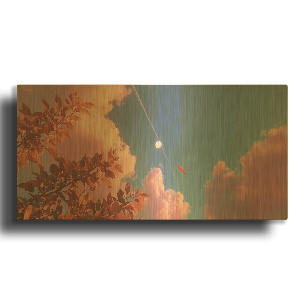 'Autum Moon' By Ann Klee Gold Metal Wall Art