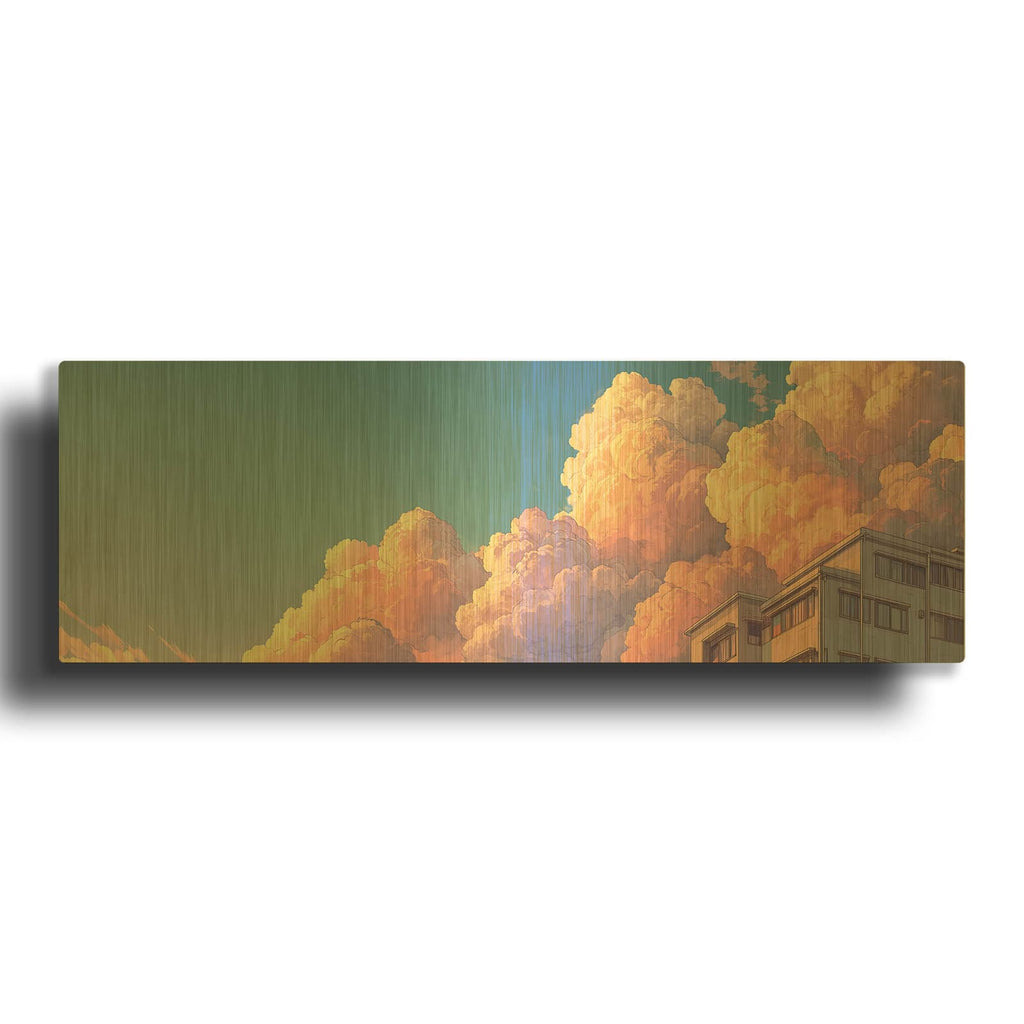 'Cloud Street Panorama' By Ann Klee Gold Metal Wall Art