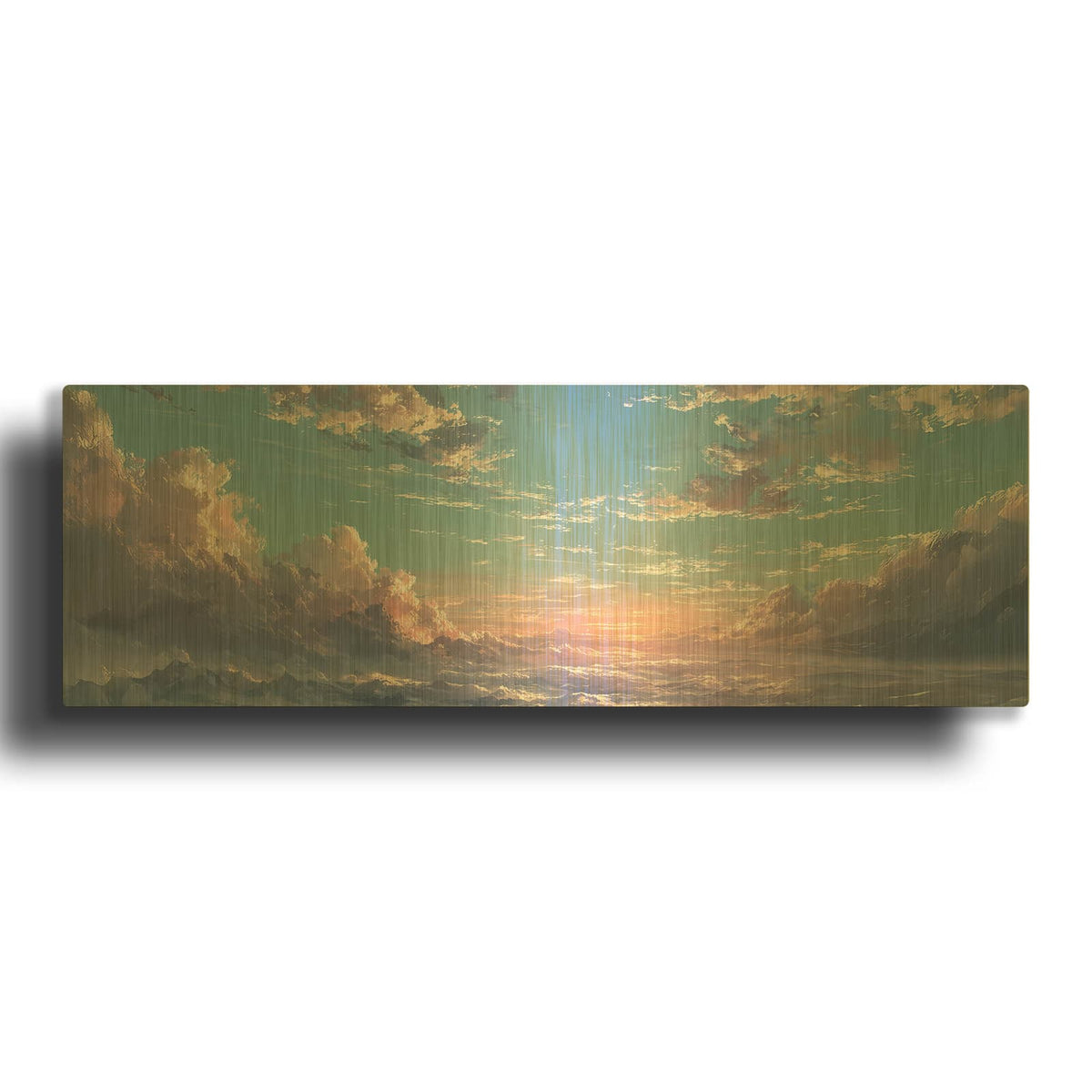 'Heaven Glow Panorama' By Ann Klee Gold Metal Wall Art
