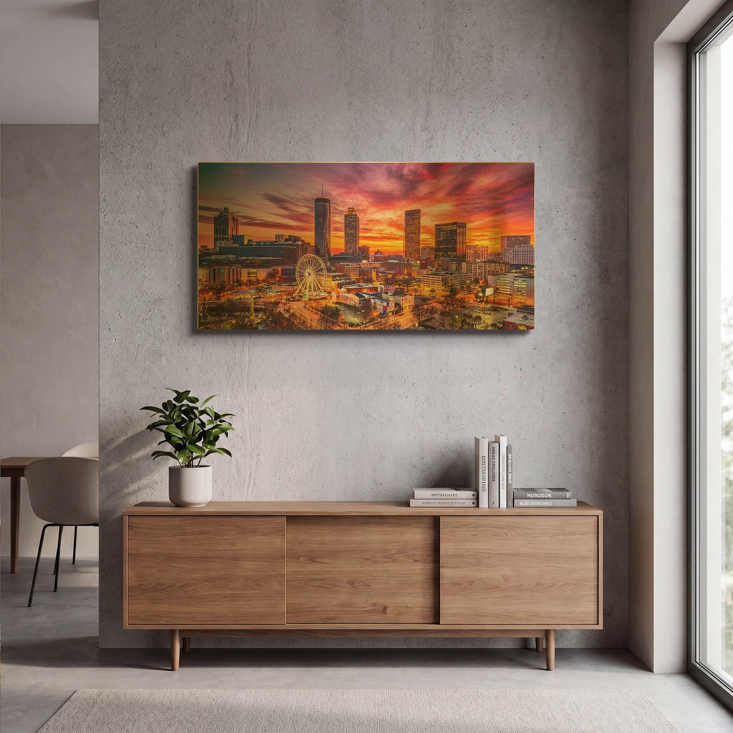 'Atlanta Skyline At Sunset' By Rich Monet Gold Metal Wall Art