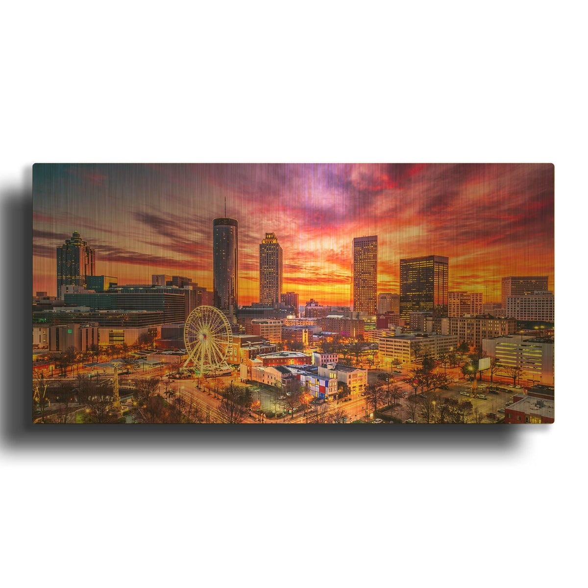 'Atlanta Skyline At Sunset' By Rich Monet Gold Metal Wall Art