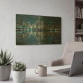 'Chicago Skyline At Night' By Rich Monet Gold Metal Wall Art