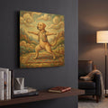 'Labrador Retriever Yoga Warrior Pose' By Rich Monet Gold Metal Wall Art