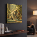 'Monkey Yoga' By Rich Monet Gold Metal Wall Art