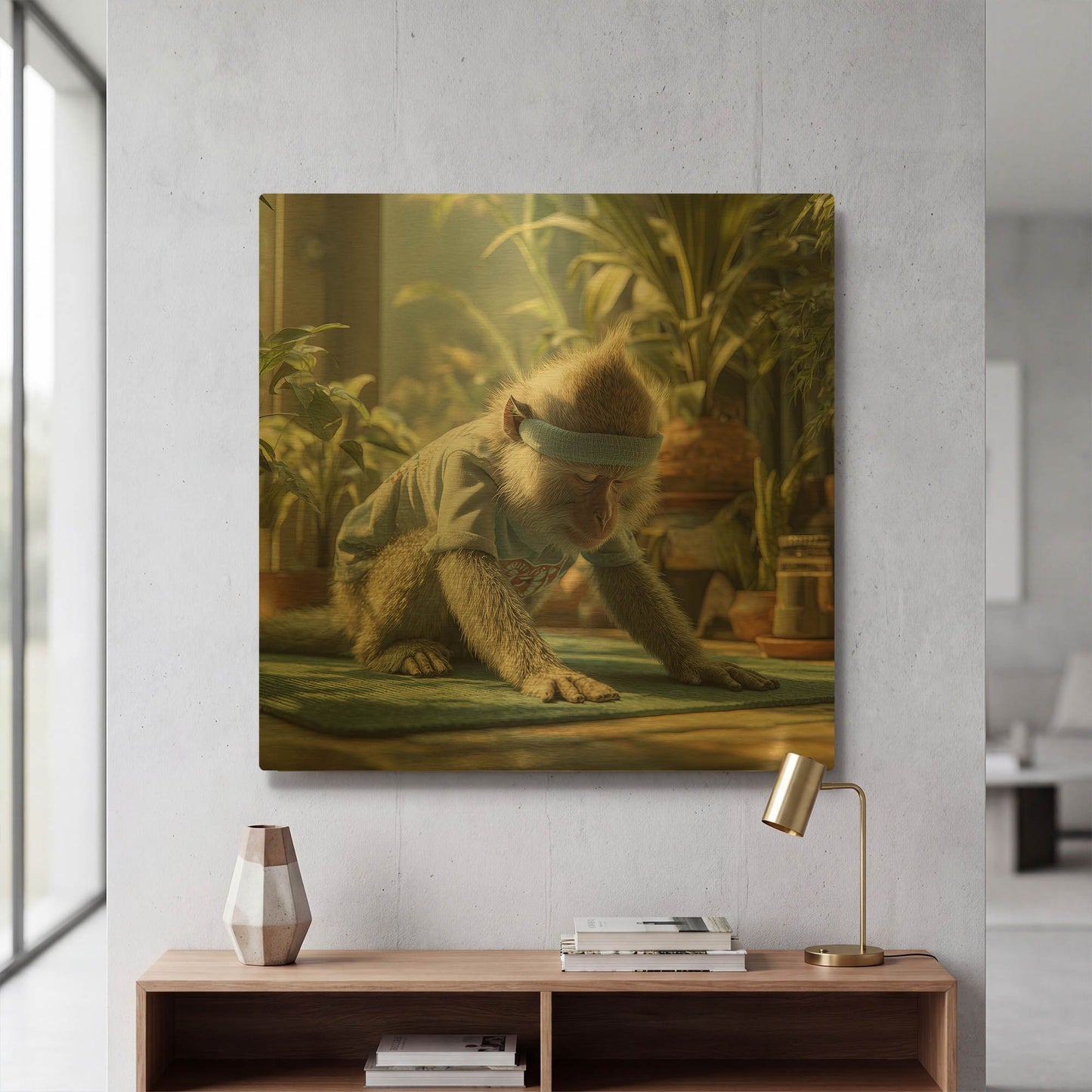 'Monkey Yoga' By Rich Monet Gold Metal Wall Art
