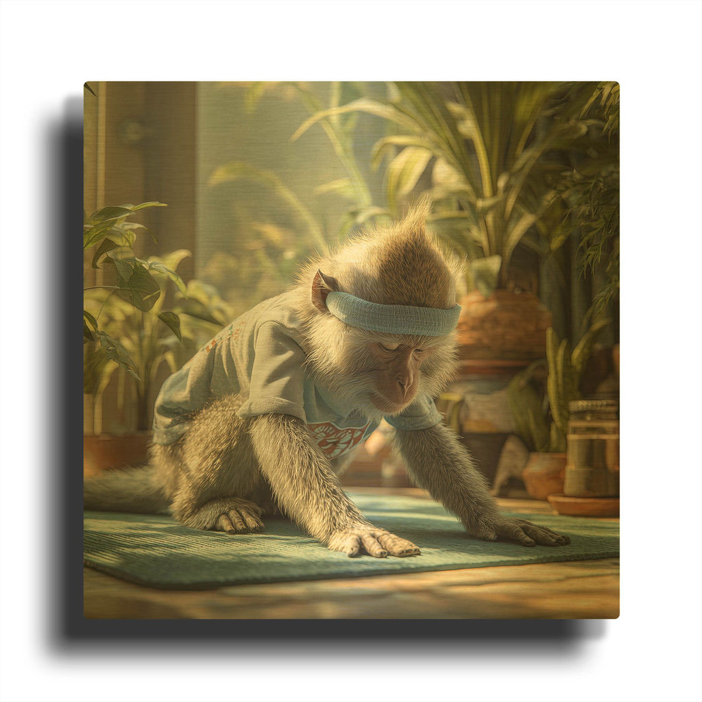 'Monkey Yoga' By Rich Monet Gold Metal Wall Art