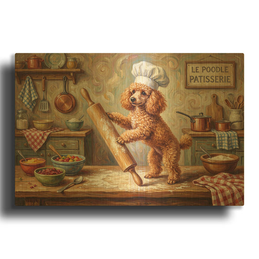 'Poodle In The Kitchen' By Rich Monet Gold Metal Wall Art