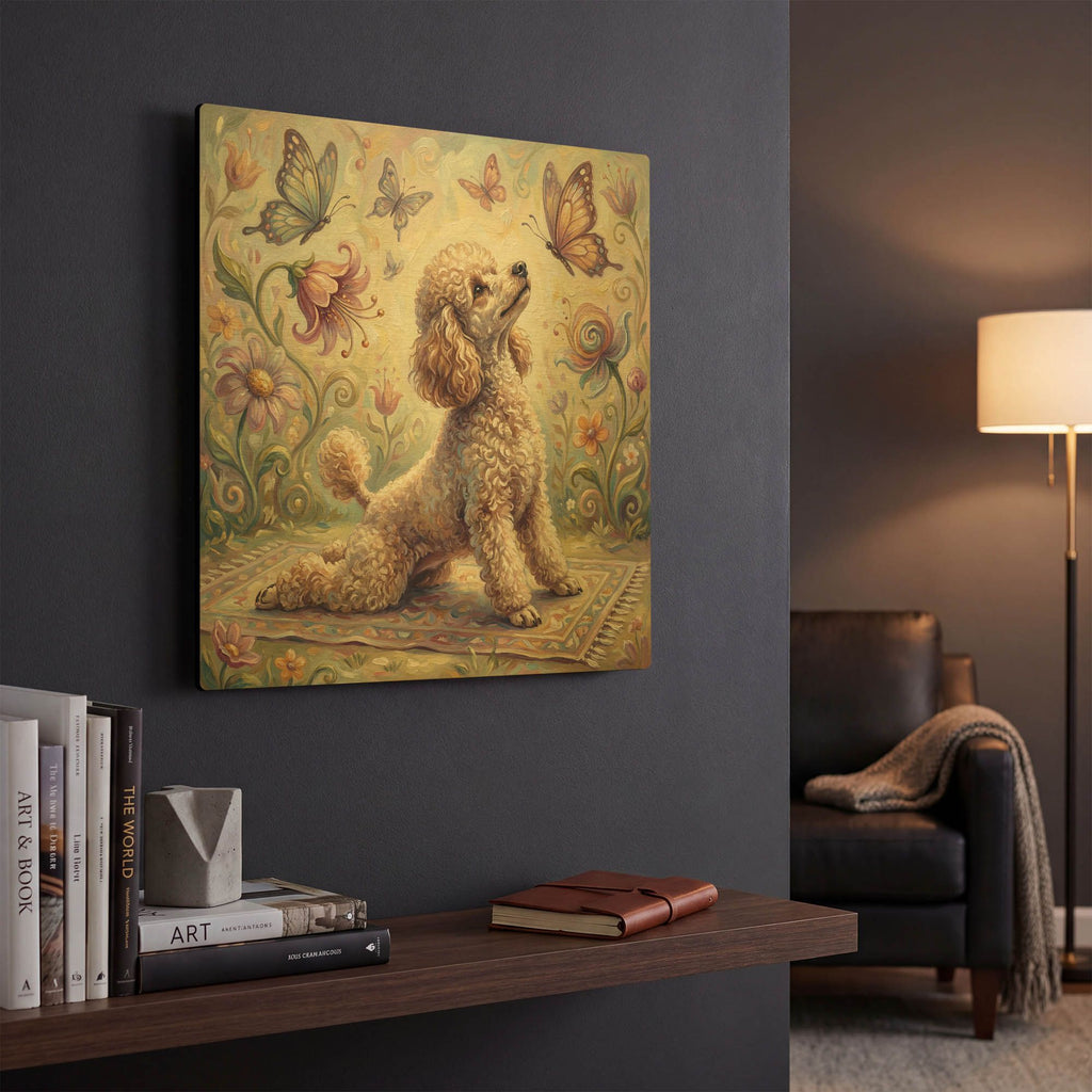 'Poodle Yoga Cobra Pose' By Rich Monet Gold Metal Wall Art