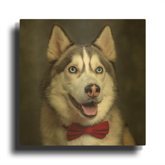 'Siberian Husky Photoshoot' By Rich Monet Gold Metal Wall Art