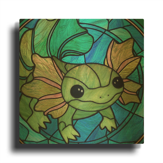 'Stained Glass Axolotl' By Rich Monet Gold Metal Wall Art