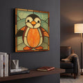 'Stained Glass Baby Penguin' By Rich Monet Gold Metal Wall Art