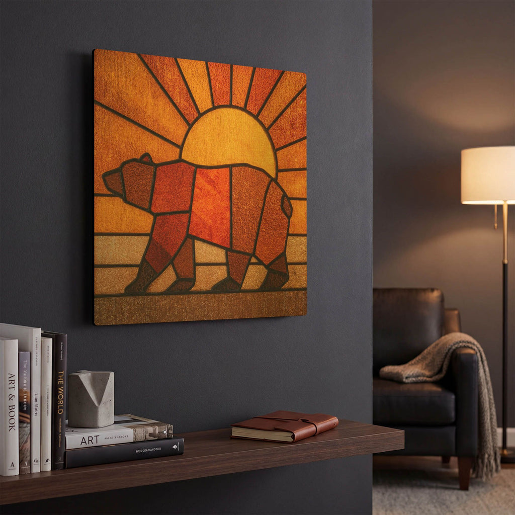 'Stained Glass California Republic' By Rich Monet Gold Metal Wall Art