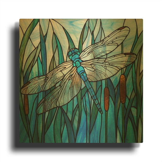 'Stained Glass Dragonfly' By Rich Monet Gold Metal Wall Art