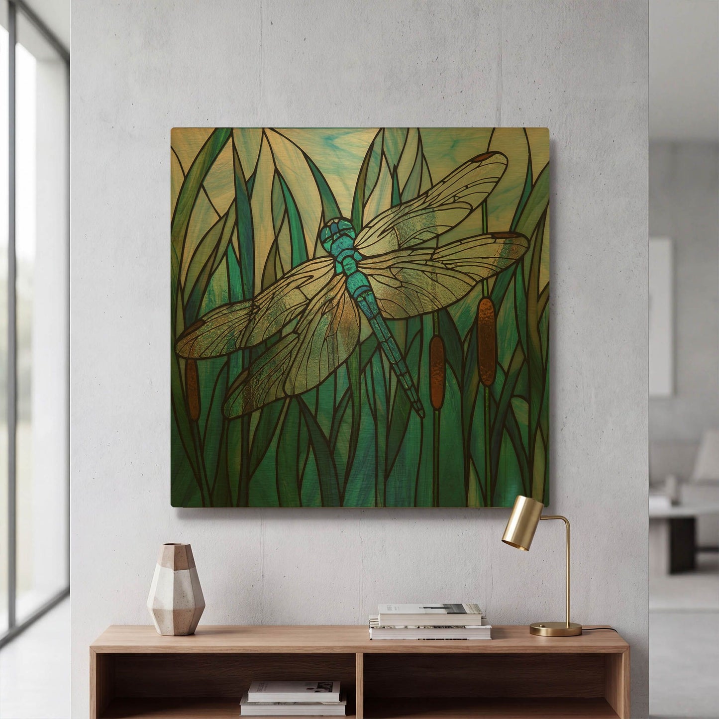 'Stained Glass Dragonfly' By Rich Monet Gold Metal Wall Art