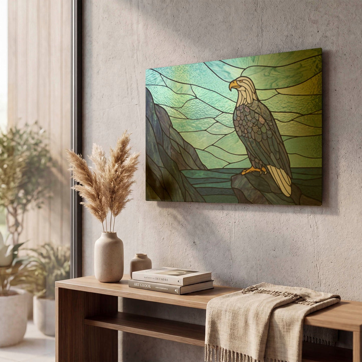 'Stained Glass Eagle' By Rich Monet Gold Metal Wall Art