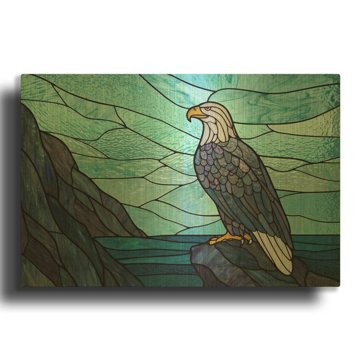 'Stained Glass Eagle' By Rich Monet Gold Metal Wall Art