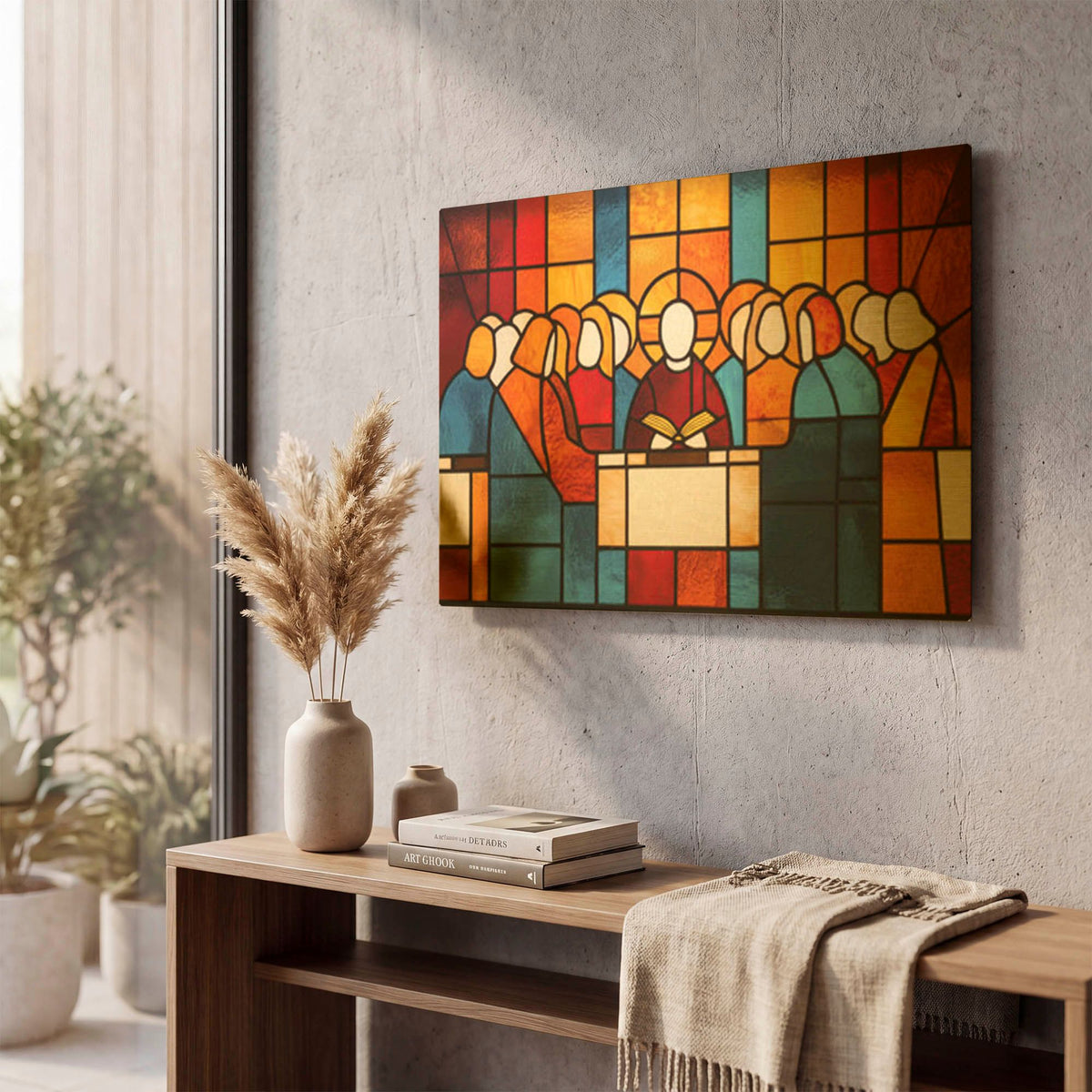 'Stained Glass Last Supper' By Rich Monet Gold Metal Wall Art