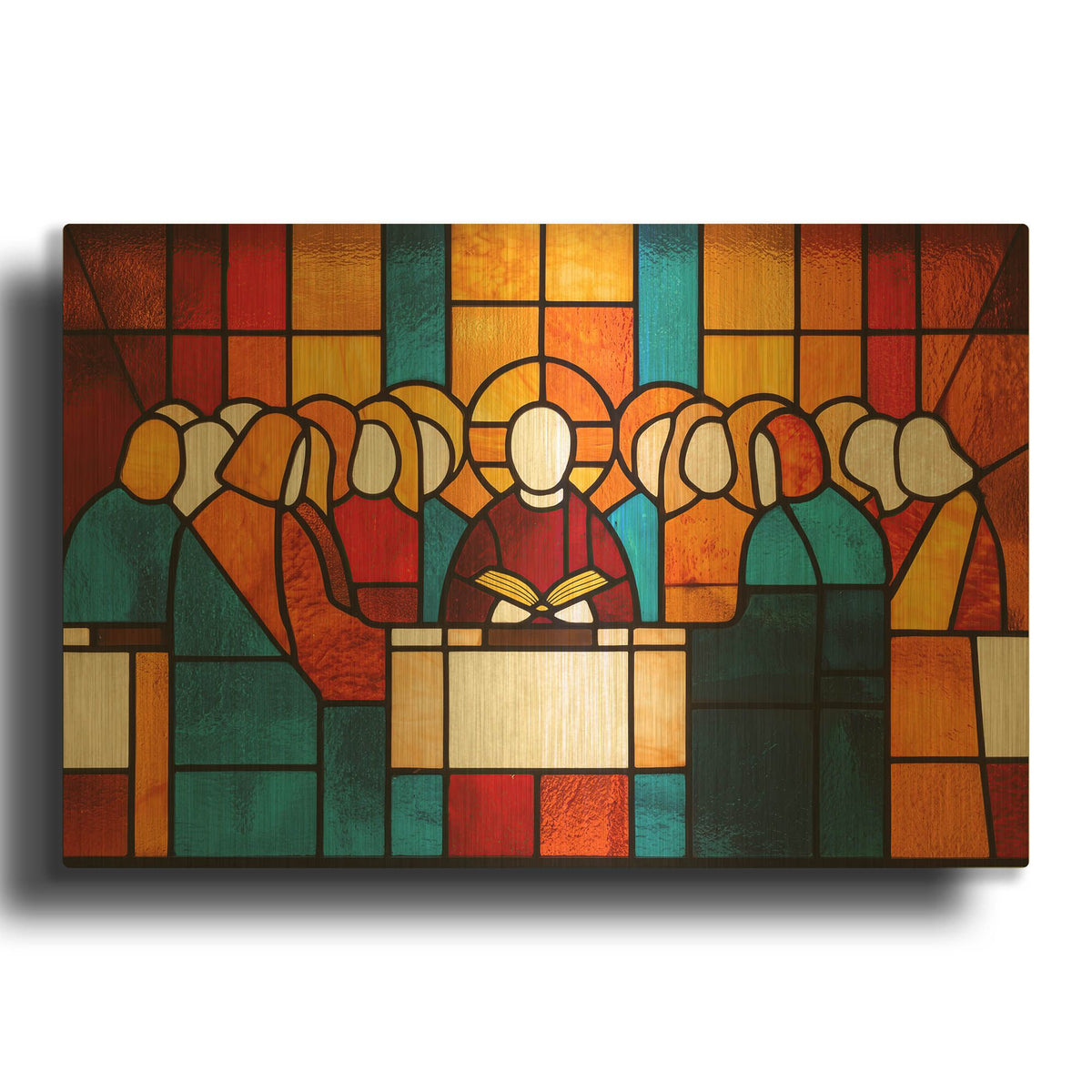 'Stained Glass Last Supper' By Rich Monet Gold Metal Wall Art