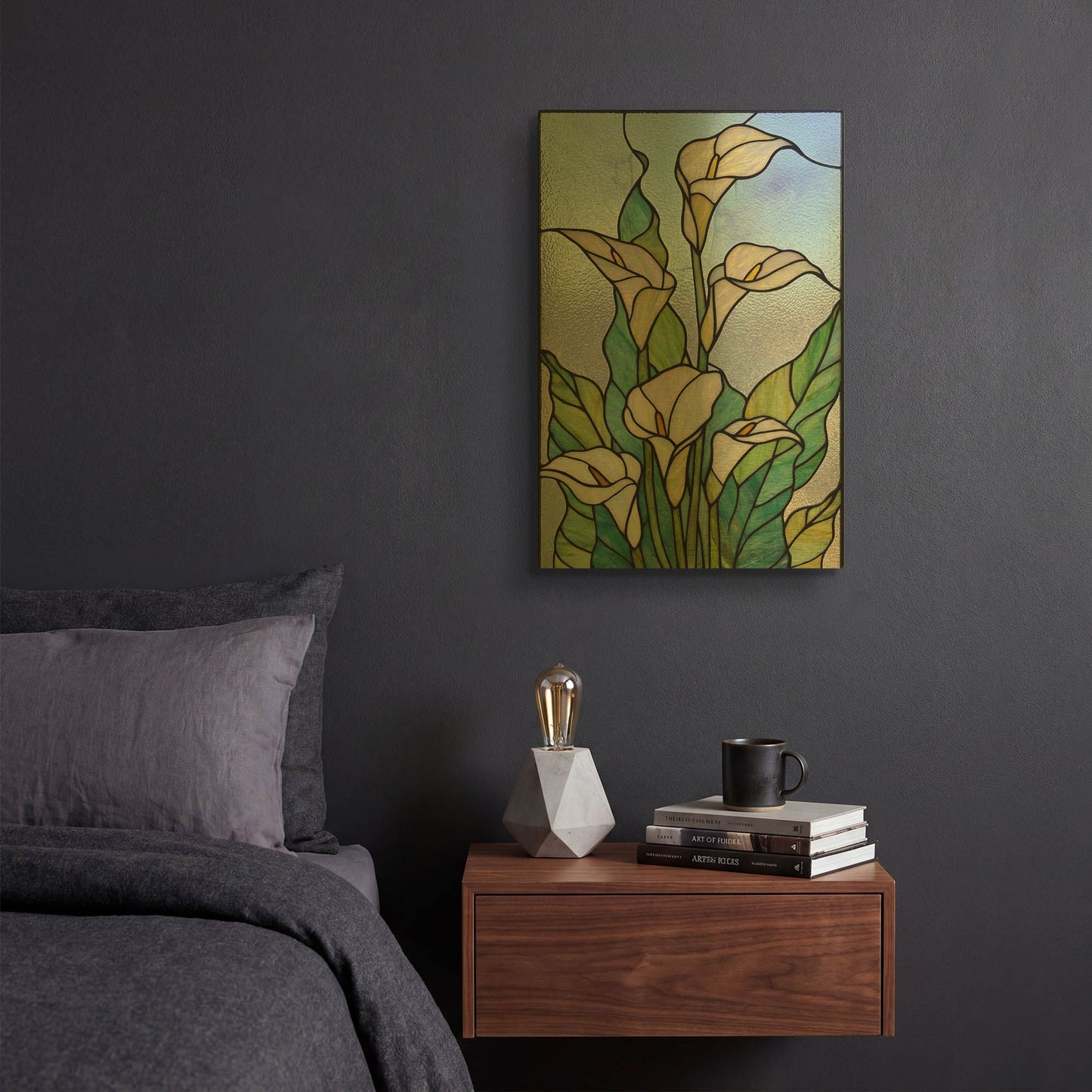 'Stained Glass Lilies' By Rich Monet Gold Metal Wall Art