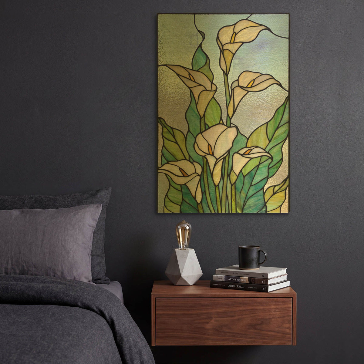 'Stained Glass Lilies' By Rich Monet Gold Metal Wall Art