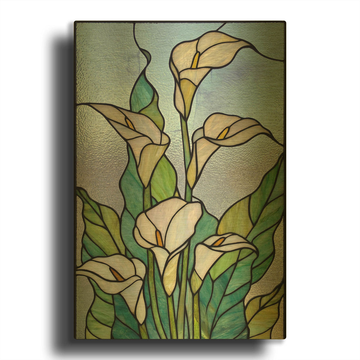 'Stained Glass Lilies' By Rich Monet Gold Metal Wall Art
