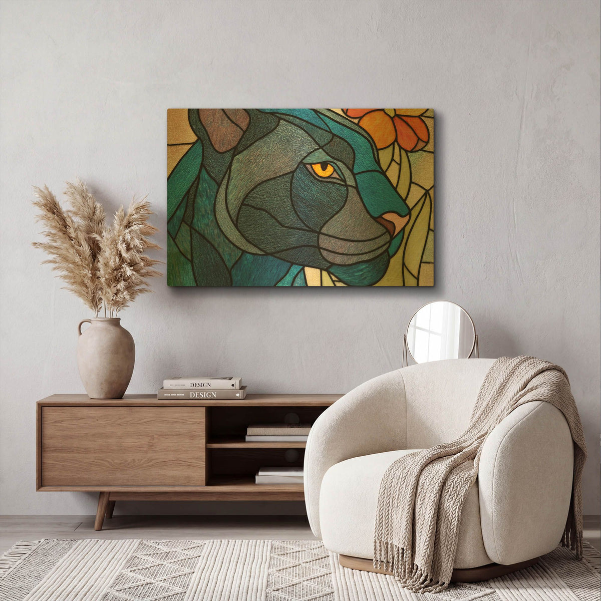 'Stained Glass Panther' By Rich Monet Gold Metal Wall Art