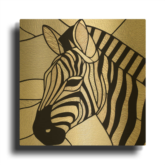 'Stained Glass Zebra' By Rich Monet Gold Metal Wall Art
