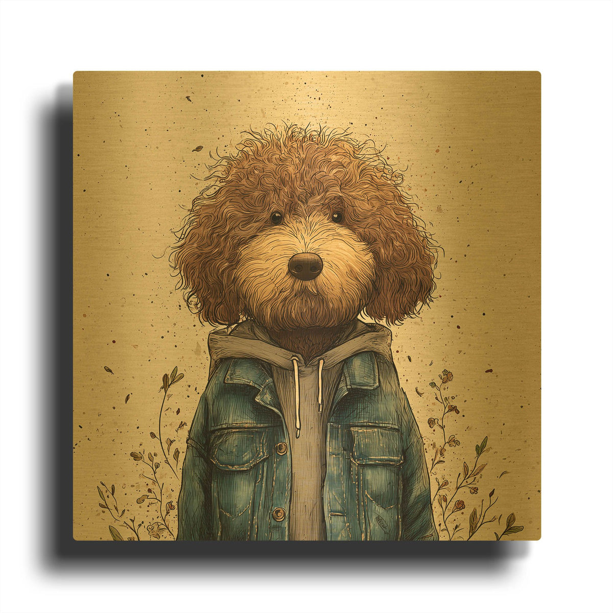 'Teenadoodle' By Rich Monet Gold Metal Wall Art