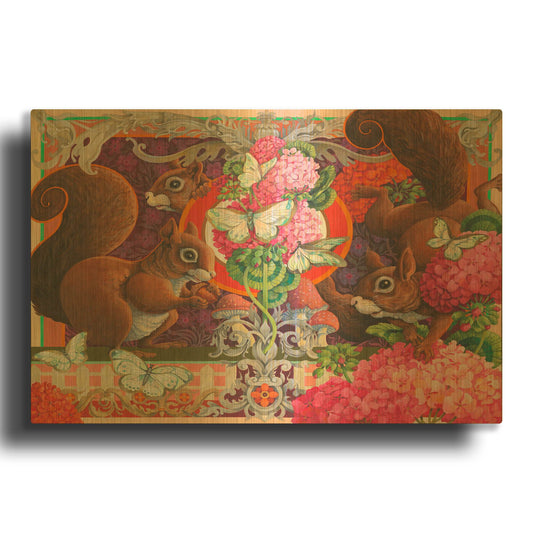 'Backyard Playmates' By David Galchutt Gold Metal Wall Art