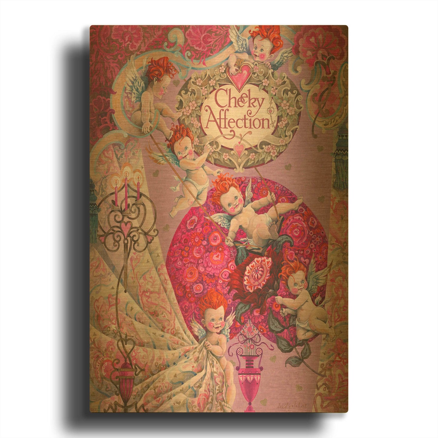 'Cheeky Affection' By David Galchutt Gold Metal Wall Art