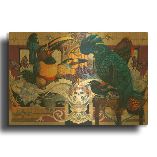 'Dark Flock' By David Galchutt Gold Metal Wall Art