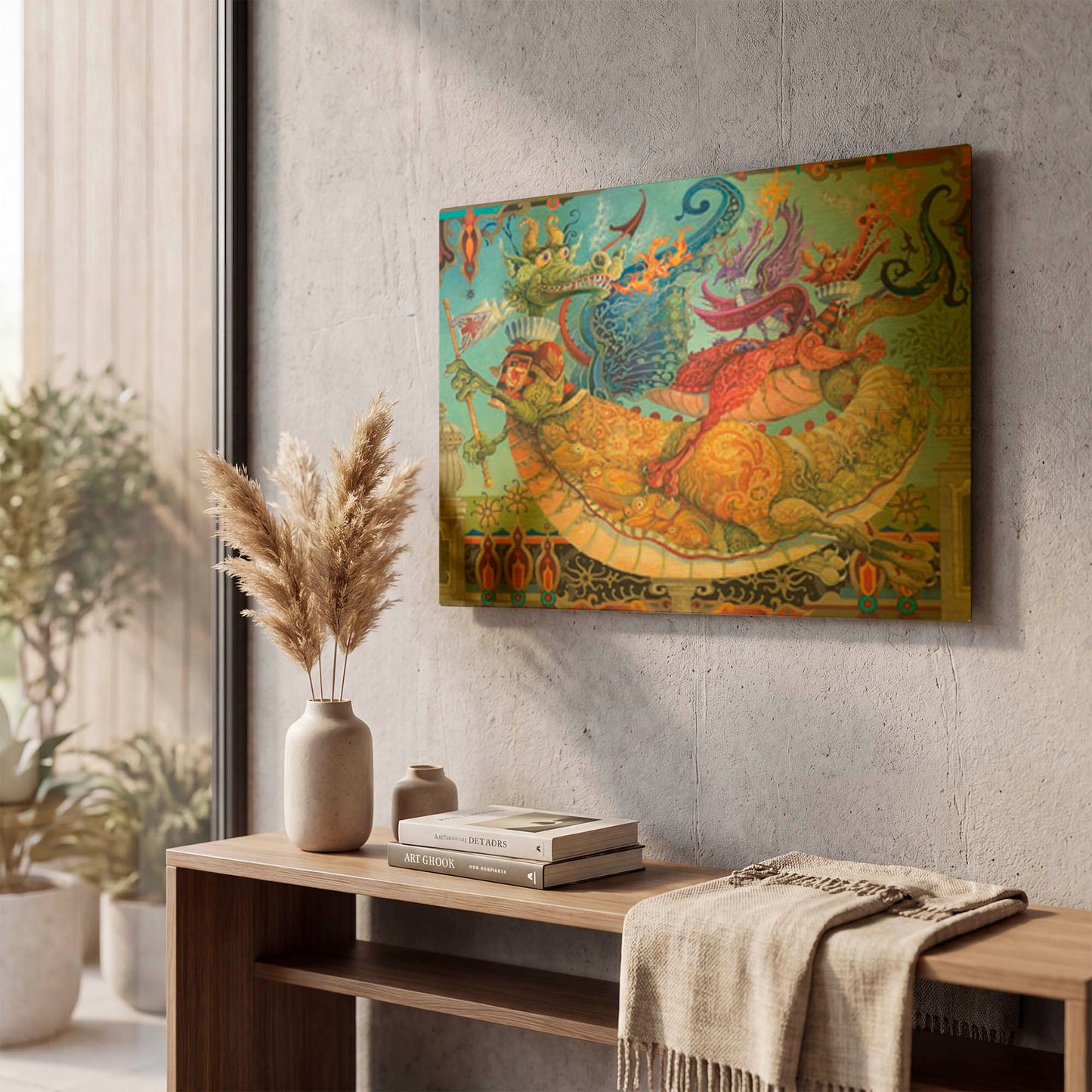 'Dragon Stack' By David Galchutt Gold Metal Wall Art