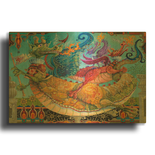 'Dragon Stack' By David Galchutt Gold Metal Wall Art