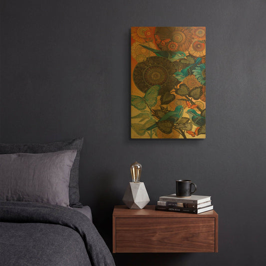 'Sunset In The Garden' By David Galchutt Gold Metal Wall Art